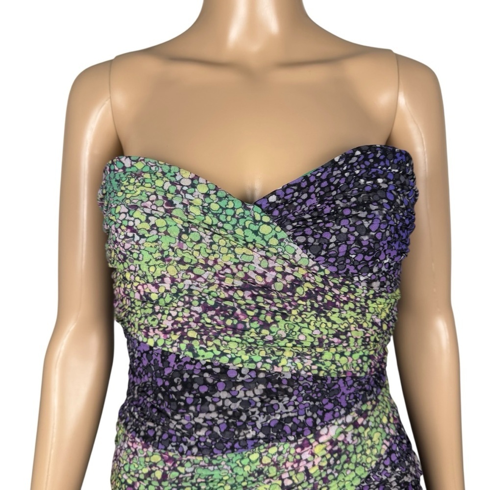 BCBGMaxAzria Sweetheart Bodycon Strapless Green Purple Dress Size 8 - Picture 4 of 10